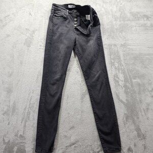 Flying Monkey Jeans Womens Size 27 Black Denim Button Fly Skinny Jeans Mid Rise